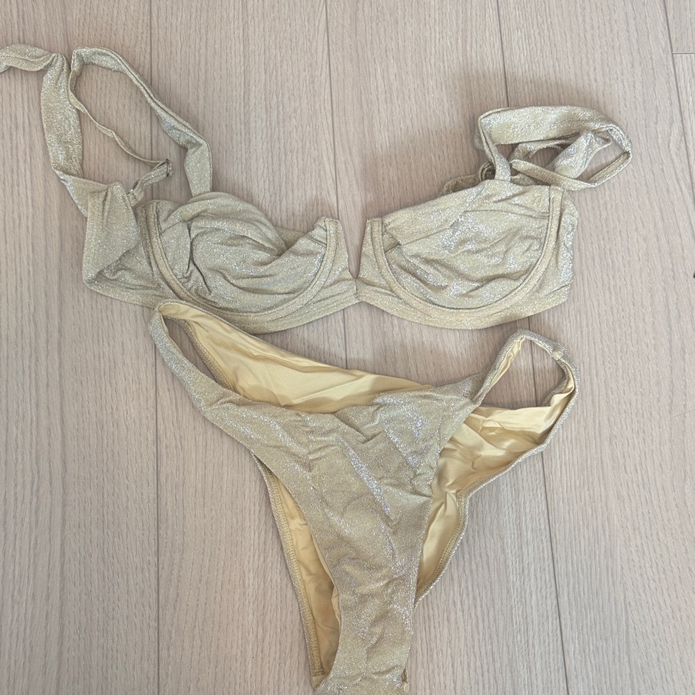 Monday Swim Gold Shimmer Bikini Set - Two-Piece